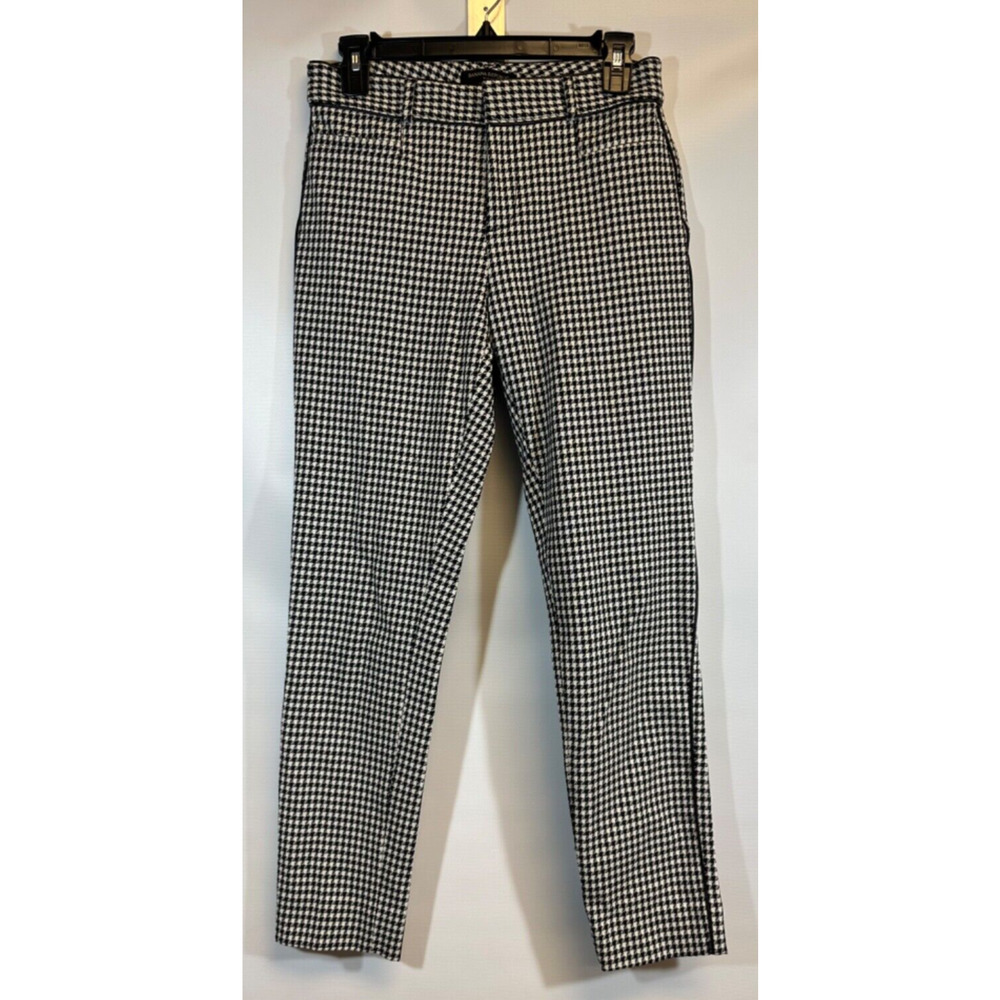 Banana Republic Sloan Fit Crop Pants Women Size 2 Diamond Black White Career C15